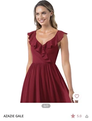 Vestido de Dama de Honor Borgoña Marca Azazie Gale Nuevo Nunca Usado Foto 1 de 4