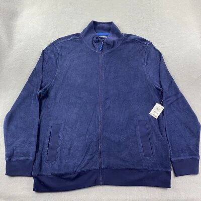 Sudadera Club Room Para Hombre Grande Azul Cremallera Completa Cuello Simulado Manga Larga Terry Foto 1 de 4