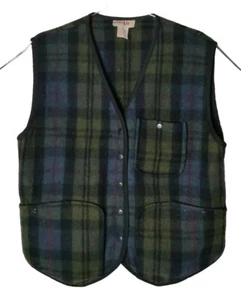 energie bi currants Men M Recycling Wool Plaid Vest Snap Button - Picture 1 of 4