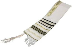 Tallit Tallis Acrylic Prayer Shawl Kosher Black / Gold 19" X 70" Atarah, Israel - Picture 1 of 1