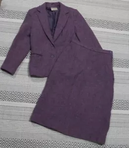 Blazer Pitlochry vintage 100% lana + gonna foderata made in Scotland viola taglia 12/14 - Foto 1 di 11