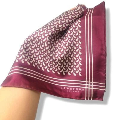 Pañuelo de bolsillo unisex Burberry Silk, rojo borgoña, pañuelo, bufanda de Navidad Foto 1 de 2