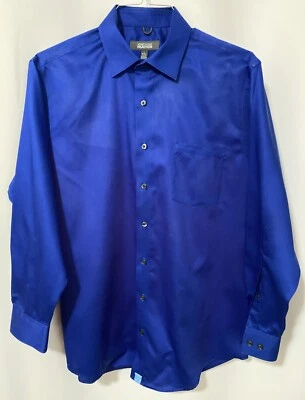CAMISA AZUL ROYAL KENNETH COLE REACTION SEM FERRO TAMANHO L 16-16.5 32/33 ajuste regular - Imagem 1 de 4