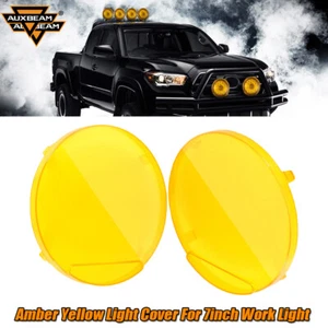AUXBEAM 2X 7" Round Amber Cover Light Shield For LED Driving Pods Fog Light Bar - Picture 1 of 12