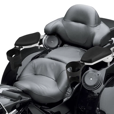 Reposabrazos traseros de pasajero con soporte para taza de bebida para Harley Touring Tri Glide 14-25 Foto 1 de 4