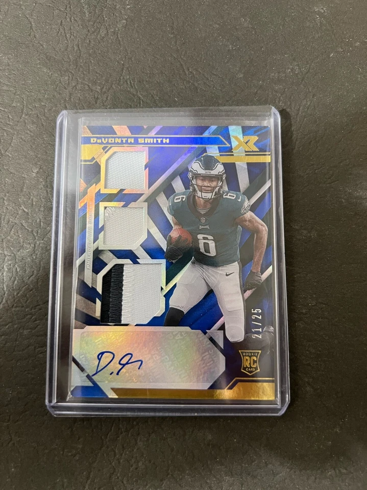 2021 Philadelphia Eagles ROOKIE DeVonta Smith Panini XR TRIPLE PATCH AUTO 21/25 - Image 1 of 2