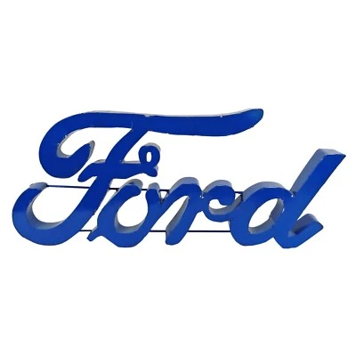 Large Recycled Metal Cursive Blue Ford Logo Garage Wall Decor Sign 22 in - Image 1 of 4