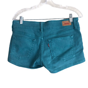 Levi's Women's Denim Jean Shorts Size 9 Green Stretch Cotton Spandex Casual