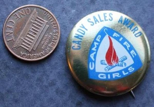 1960-70s Era Kansas City Missouri Camp Fire Girls Candy Sales Award litho pin--- - Picture 1 of 1