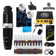 Dragonhawk Motor Rotary Pen Tattoo Machine Tattoo Set Kit Power Supply Needles