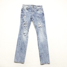 Aeropostale Men's Size 28x30 Blue Skinny Distressed Acid Wash Stretch Denim Jean