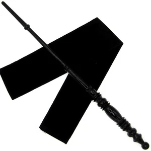 15,5 Zoll handgedreht klassisch schwarz Teakholz Zauberstab Hexe Zauberer mit Samttasche - Bild 1 von 3