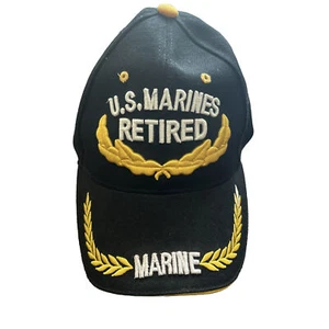 US Marine Retired Embroidered Black Hat Baseball Cap  Excellent Adjustable - Picture 1 of 6