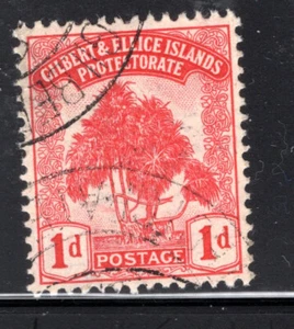 Gilbert & Ellice Is 1911 sg 9 1d carmine palm tree fine used cat £15 - Picture 1 of 1