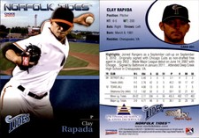 Clay Rapada 2011 Choice Norfolk Tides #31 Card *AutographDen*