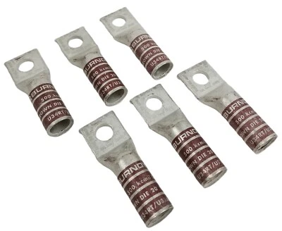 6 BURNDY YA34 Compression Connector 1Hole Lug Copper Brown 500kcmil 5/8"Stud NEW - Image 1 of 4