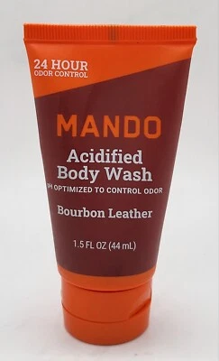 Mando Body Wash BOURBON LEATHER 1.5 oz Travel Sz Men 24 Hr Odor Shield Acidified - Image 1 of 4