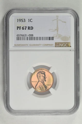 1953 Proof 1C Lincoln Wheat Cent NGC PF 67 RD Cover