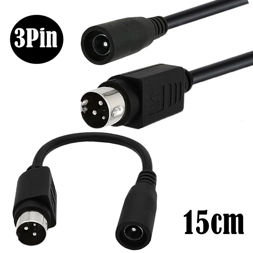 DC Power Cable Female 5.5mm x 2.1mm to Male 3 Pin Mini Din For Barcode Printer - Image 1 of 4