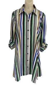 Melissa Paige Size Medium M Striped Shirt Dress Button Front Women’s Top NWT - Picture 1 of 12