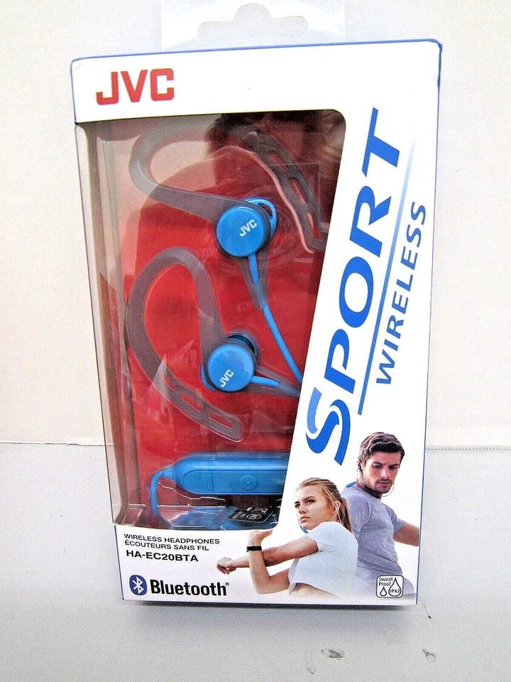JVC Bluetooth Sport Wireless Clip-on EARBUDS HA-EC20BTA Blue Gray - Image 1 of 1