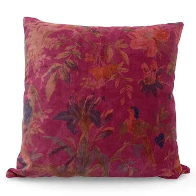 Indian Velvet Magenta Bird Printed Home Decor Cushion Cover Sofa Decor Cover US - Image 1 of 4