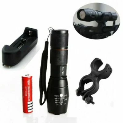 BATTERY CONNECTION Super Bright LED Tactical Flashlight 5 Modes Zoomable