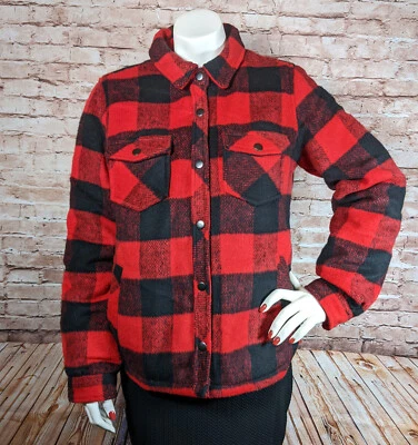 Coffee Shop Brand Junior/Teenager Sz M Buffalo Plaid Red Black Wool Jacket NWOT - Изображение 1 из 4