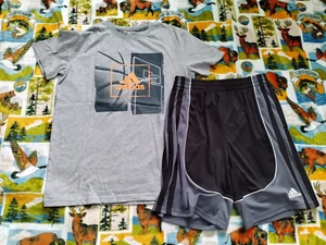 Adidas Kids Lot 2 PCS BASKETBALL Outfit Tee T-Shirt Shorts Size XL Youth Boys - Picture 1 of 4