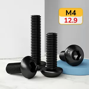 M4 Knopfkopf Steckschlüssel Schrauben, 12,9 Stahl mit schwarzem Ochsen ISO 7380, grob 0,70 - Bild 1 von 17