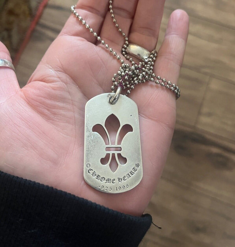 CHROME HEARTS Catena a sfera con cuori cromati e pandant in argento sterling