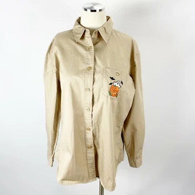 Blusa Mountain Lake Mediana Halloween Botón Delantero Bronceado Fantasma Murciélago Calabaza Foto 1 de 4