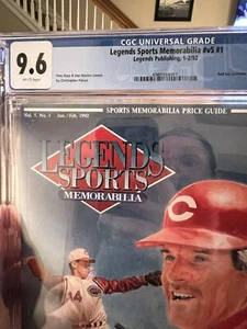CGC 9.6 LEGENDS SPORTS MEMORABILIA Magazine PETE ROSE Jan/Feb 1992 uncut Cards - Picture 1 of 2