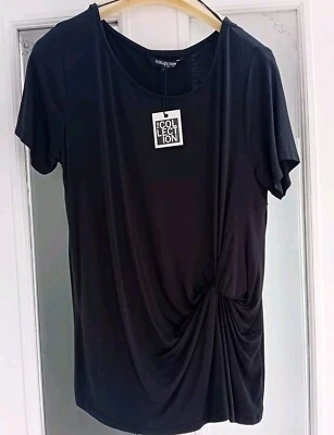 Debenhams The Collection Ladies Black Jersey Ruched Top Uk 14 BNWT  - Image 1 of 4
