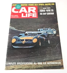 Revista Car Life 1968 vintage enero Ford 428 XL 140 BHP Corvair - Imagen 1 de 4
