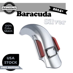 Advanblack Barracuda Silver Dominator Stretched Rear Fender For 2014+ Harley - Picture 1 of 17