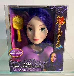 Disney Descendants 3~Mal Mini 6” Styling Head & Brush~Style On-The-Go New - Picture 1 of 5