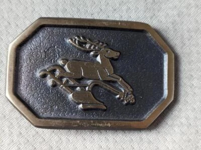 vintage 1970s tractors JOHN DEERE belt buckle BRASS farming WESTERN cowboy - Image 1 of 4