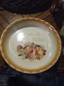 Nantucket 10" Pumpkin Pie Dish with Recipe Fluted Edges Preowned - Picture 1 of 6