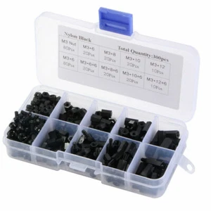 300 piezas M3 6 mm-12 mm PCB Fijo Nailon Hexagonal Separación Espaciador Tornillo Tuerca Kit CS - Imagen 1 de 6