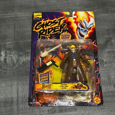 Figura de colección 1995 Toy Biz Marvel Comics Ghost Rider Blaze Brilla en la oscuridad Foto 1 de 3