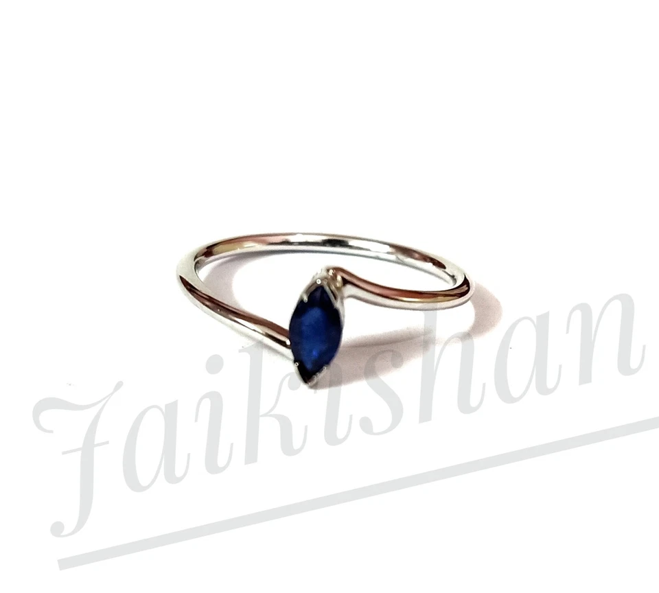 Zaffiro Blu Gemma 925 Argento Sterling Promessa Anello Matrimonio Gioielli - Immagine 1 di 4