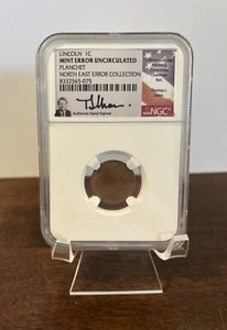 Lincoln 1 Cent Mint Error Blank Planchet Coin, NGC, Thomas J. Uram Hand Signed - Picture 1 of 2