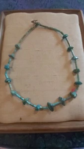 Vintage Native American Türkis Heshi und Nugget Halskette 16 Zoll - Bild 1 von 12