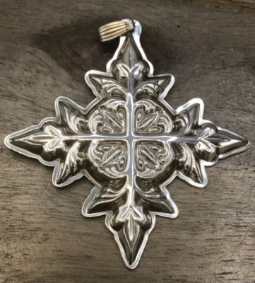 Croce di Natale annuale 1982 argento sterling Reed & Barton con scatola originale - Immagine 1 di 4