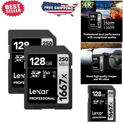 High-Speed 128GB Professional SD Card Set - Up to 250MB/s for Creative Experts - Image 1 of 4