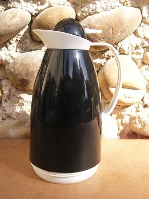 Pichet isotherme bouteille thermos carafe noir blanc 1 L chaud froid vintage - Photo 1/4