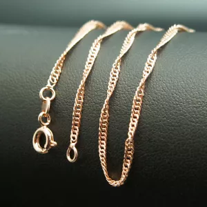 18k Rose Gold 46cm 18'' singapore necklace 2mm solid chain for pendant AUS MADE - Picture 1 of 5