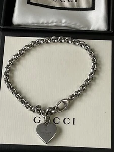 Gucci Sterling Vintage Silver Rollerball Trademark Heart Bracelet Box Pouch - Picture 1 of 7