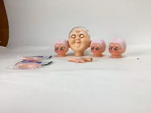 "Cabezas de muñeca artesanales de fibra vintage abuela anciana 4"" y 3 juegos de manos con cabezas de 2""" - Imagen 1 de 3